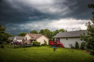 Thuderstorm,Clouds,Over,Suburban,Houses